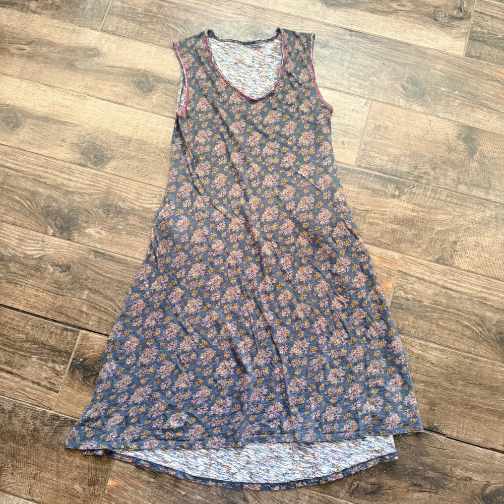 Natural Life Boho Floral Hangout Cotton Midi Dress, Blue Pink, M
